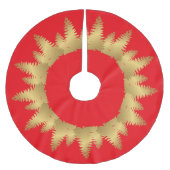 金ゴールドメリークリスマスツリー雪パターン ブラッシュドポリエステルツリースカート (正面)