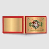 金ゴールドメリークリスマスハッピーニューイヤーSanta Photo ゲストブック (全面)