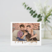 金ゴールドメリークリスマスバブルの手紙ブループレイド シーズンカード (スタンド正面)