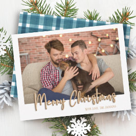 金ゴールドメリークリスマスバブルの手紙ブループレイド シーズンカード