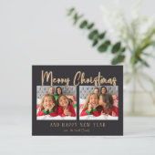 金ゴールドメリークリスマスバブルの手紙プレイド写真 シーズンカード (スタンド正面)