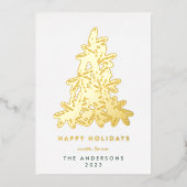 金ゴールドメリークリスマスパインクリスマスツリー幸せ 箔シーズンカード (正面)