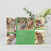 金ゴールドメリークリスマスファイブフォトグリーン シーズンカード (スタンド正面)