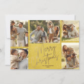 金ゴールドメリークリスマスファイブフォトホリデーカード シーズンカード (正面)