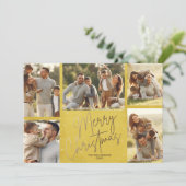 金ゴールドメリークリスマスファイブフォトホリデーカード シーズンカード (スタンド正面)