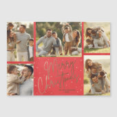 金ゴールドメリークリスマスファイブフォトレッドホリデーマグネット (正面)