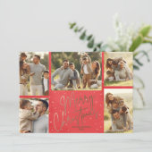 金ゴールドメリークリスマスファイブフォトレッド シーズンカード (スタンド正面)