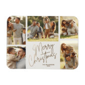 金ゴールドメリークリスマスファイブフォト マグネット (横)