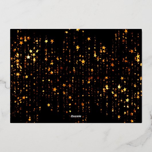 金ゴールドメリークリスマスファミリー名4フォトコラージュ   箔シーズンカード (裏面)