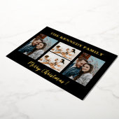 金ゴールドメリークリスマスファミリー名4フォトコラージュ   箔シーズンカード (回転した状態)