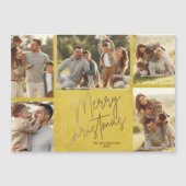 金ゴールドメリークリスマスフォトイエローマグネティックカード (正面)