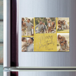 金ゴールドメリークリスマスフォトイエローマグネティックカード