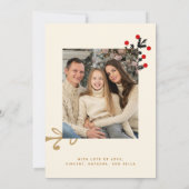 金ゴールドメリークリスマスフォトオーナメントカード (裏面)