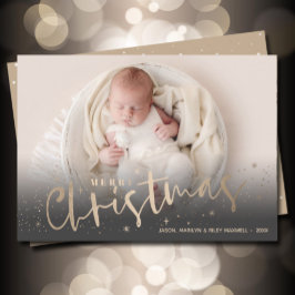 金ゴールドメリークリスマスフォト シーズンカード