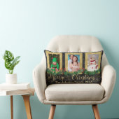 金ゴールドメリークリスマスフォト ランバークッション (椅子)