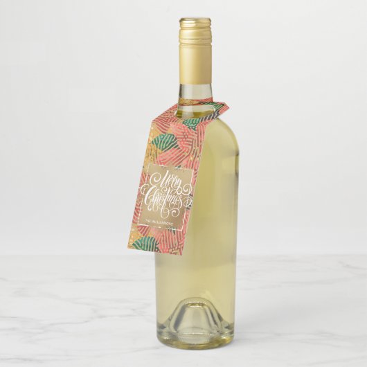 金ゴールドメリークリスマスフローラ ボトルネックタグ (アングル)