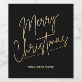 金ゴールドメリークリスマスブラック ワインラベル (シングルラベル)