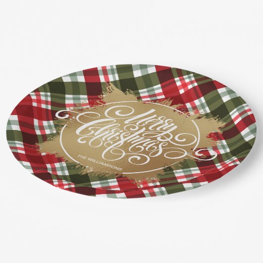 金ゴールドメリークリスマスプレド ペーパープレート (アングル)