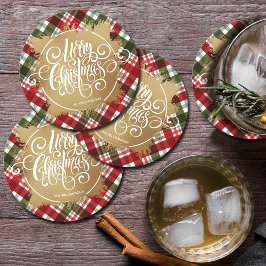 金ゴールドメリークリスマスプレド ラウンドペーパーコースター