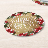 金ゴールドメリークリスマスプレド ラウンドペーパーコースター (アングル)
