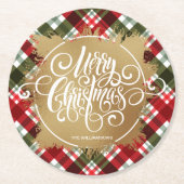 金ゴールドメリークリスマスプレド ラウンドペーパーコースター (正面)