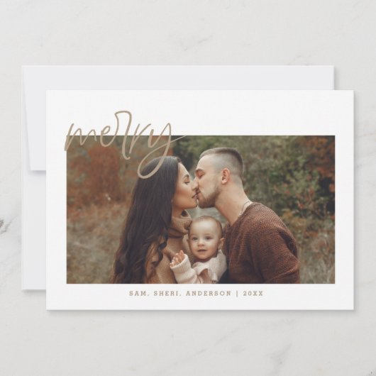 金ゴールドメリークリスマスホリデーカード 招待状 (正面)