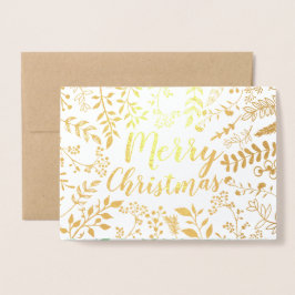 金ゴールドメリークリスマスホリデーサークルフローラ写真 箔カード