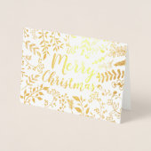 金ゴールドメリークリスマスホリデーサークルフローラ写真 箔カード (正面)