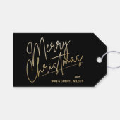 金ゴールドメリークリスマスラックスブラック ギフトタグ (正面(横))