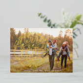 金ゴールドメリークリスマスレタリング家族写真 箔シーズンカード (立ち正面)