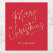 金ゴールドメリークリスマスレッド ワインラベル (シングルラベル)