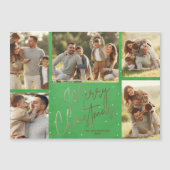 金ゴールドメリークリスマス写真グリーン磁気カード (正面)