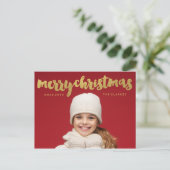 金ゴールドメリークリスマス文字 シーズンポストカード (スタンド正面)