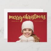 金ゴールドメリークリスマス文字 シーズンポストカード (正面/裏面)