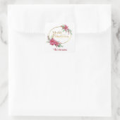 金ゴールドメリークリスマス文字/ポインセチアとパイン スクエアシール (バッグ)