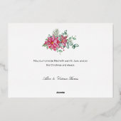 金ゴールドメリークリスマス文字/ポインセチアとパイン 箔シーズンカード (裏面)