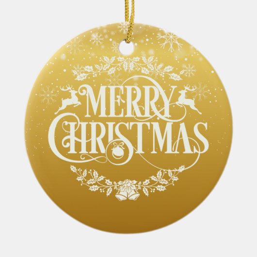 金ゴールドメリークリスマス最高のワールドシスター定義 セラミックオーナメント (正面)