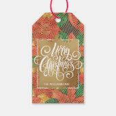 金ゴールドメリークリスマス白黒ストライプギフトラベル ギフトタグ (正面)