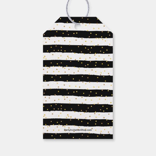金ゴールドメリークリスマス白黒ストライプズ ギフトタグ (裏面)