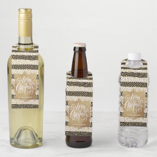 金ゴールドメリークリスマス白黒ストライプズ ボトルネックタグ