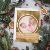 金ゴールドメリークリスマス祖父母の孫写真 シーズンカード