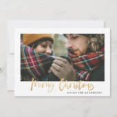 金ゴールドメリークリスマス赤い格子模様の写真 シーズンカード (正面)