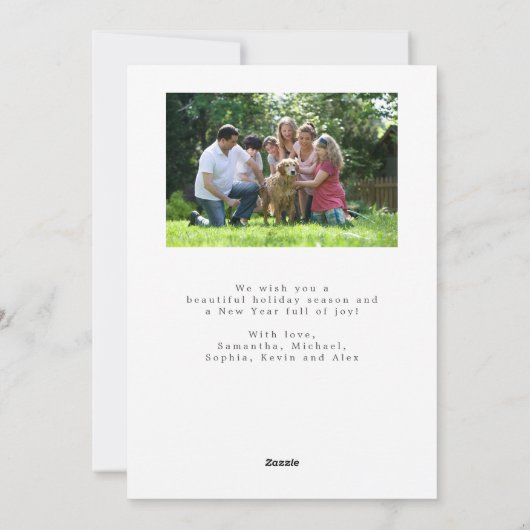 金ゴールドメリークリスマス2家族の写真パーソナライズされた シーズンカード (裏面)