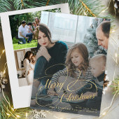 金ゴールドメリークリスマス4写真コラージュ シーズンカード