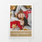 金ゴールドメリークリスマス5写真家族の手紙 三つ折りクリスマスカード (カバー)