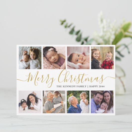金ゴールドメリークリスマス9フォトコラージュ シーズンカード (スタンド正面)