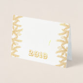 金ゴールドメリークリスマス&ハッピーニューイヤー写真 箔カード (正面)