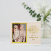 金ゴールドメリークリスマス&ハッピーニューイヤー&スノーフレーク シーズンポストカード (スタンド正面)