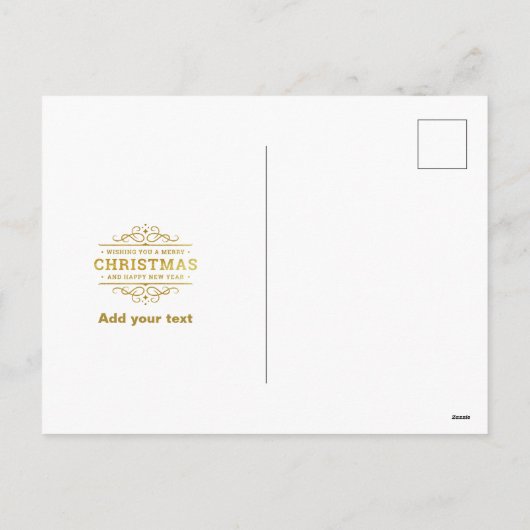 金ゴールドメリークリスマス&ハッピーニューイヤー&スノーフレーク シーズンポストカード (裏面)