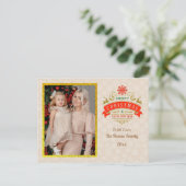 金ゴールドメリークリスマス&ハッピーニューイヤー&スノーフレーク ポストカード (スタンド正面)